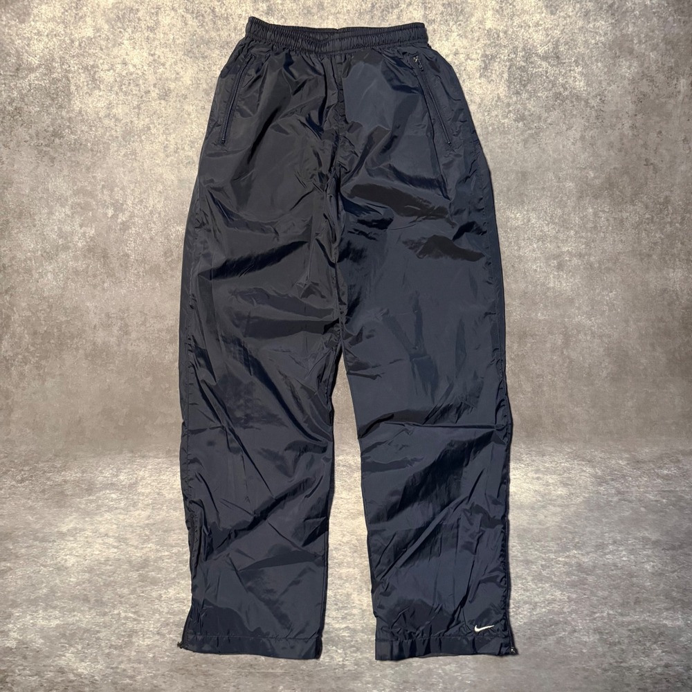 Vintage Nike Track Pants Women's Small Navy Blue Nylon‎ Lined Zip Ankle